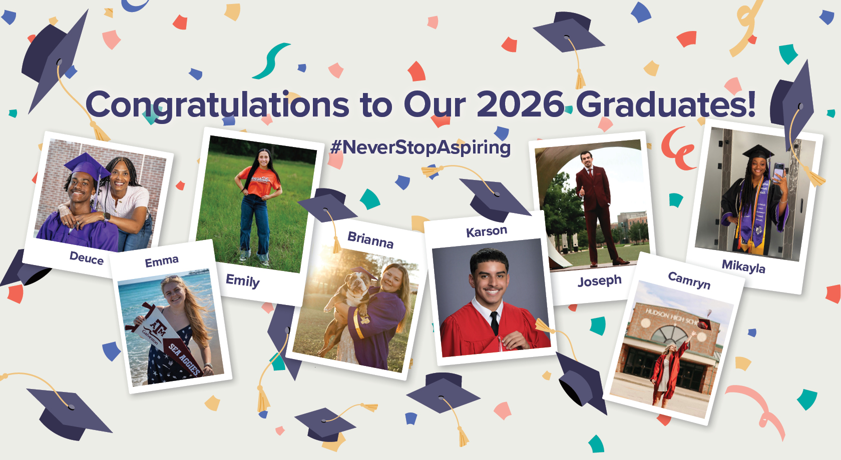 Various images of graduating members